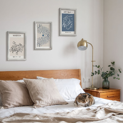 Tavelvägg med 3 tavlor Blommor, linjer och abstrakta former posters