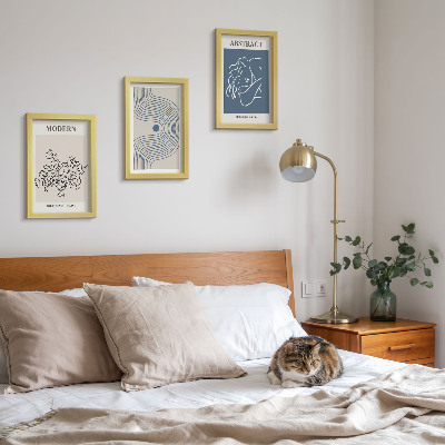 Tavelvägg med 3 tavlor Blommor, linjer och abstrakta former posters