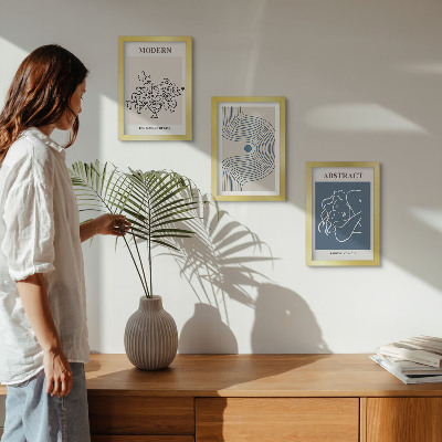 Tavelvägg med 3 tavlor Blommor, linjer och abstrakta former posters