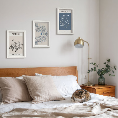 Tavelvägg med 3 tavlor Blommor, linjer och abstrakta former posters