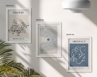 Tavelvägg med 3 tavlor Blommor, linjer och abstrakta former posters