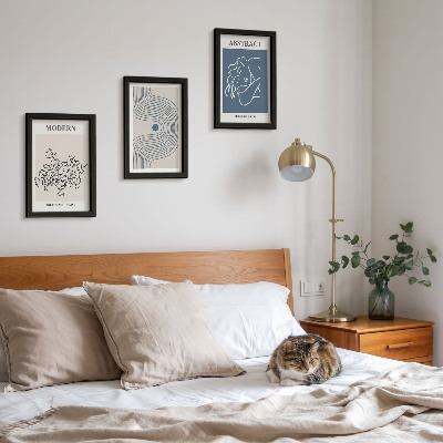 Tavelvägg med 3 tavlor Blommor, linjer och abstrakta former posters