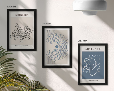 Tavelvägg med 3 tavlor Blommor, linjer och abstrakta former posters