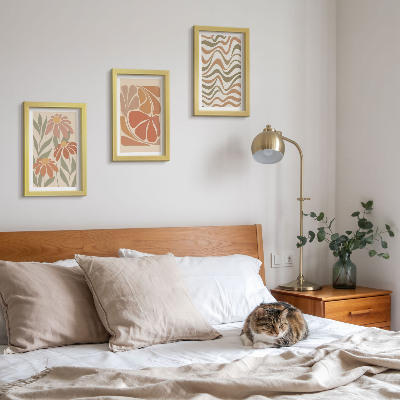 Triptyk tavla med ram Pastellblommor och abstrakta mönster