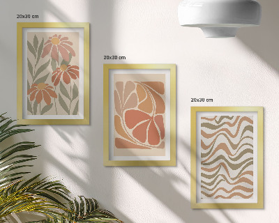 Triptyk tavla med ram Pastellblommor och abstrakta mönster