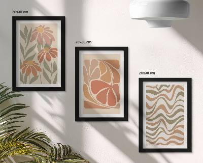 Triptyk tavla med ram Pastellblommor och abstrakta mönster