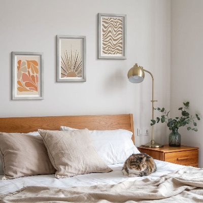 Triptyk tavla med ram Sol boho pastell abstrakta former