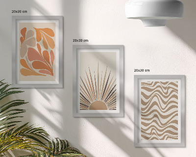 Triptyk tavla med ram Sol boho pastell abstrakta former