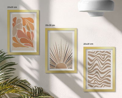 Triptyk tavla med ram Sol boho pastell abstrakta former