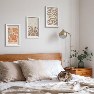 Triptyk tavla med ram Sol boho pastell abstrakta former