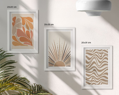 Triptyk tavla med ram Sol boho pastell abstrakta former