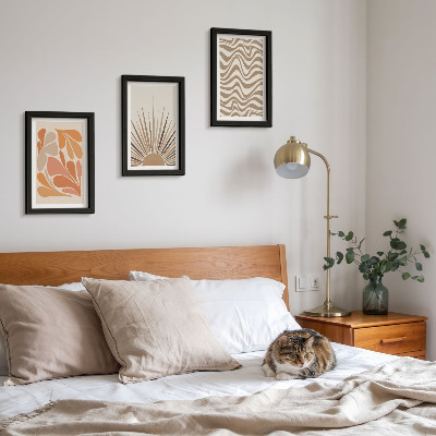 Triptyk tavla med ram Sol boho pastell abstrakta former