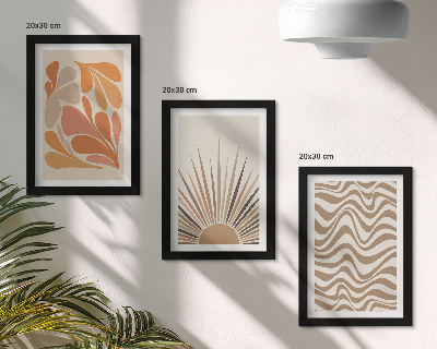 Triptyk tavla med ram Sol boho pastell abstrakta former
