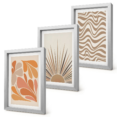 Triptyk tavla med ram Sol boho pastell abstrakta former