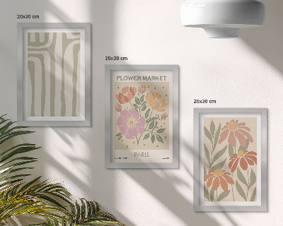 Tavelvägg med 3 tavlor Botaniska motiv poster Paris minimalism