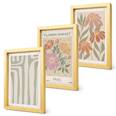 Tavelvägg med 3 tavlor Botaniska motiv poster Paris minimalism