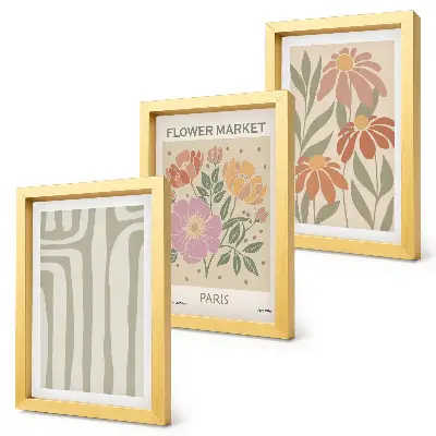 Tavelvägg med 3 botaniska posters i minimalistisk parisstil