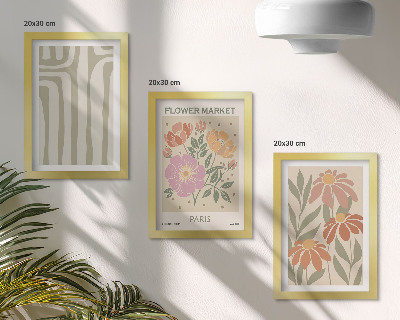 Tavelvägg med 3 tavlor Botaniska motiv poster Paris minimalism