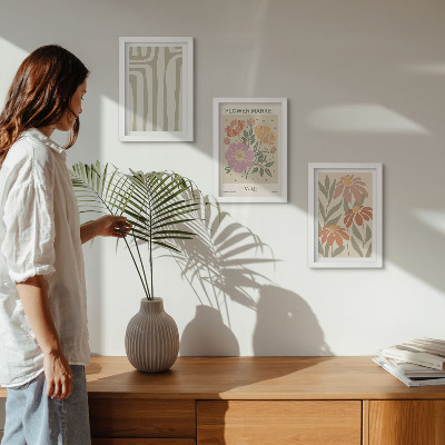 Tavelvägg med 3 tavlor Botaniska motiv poster Paris minimalism