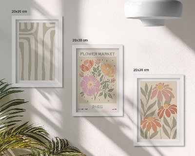 Tavelvägg med 3 tavlor Botaniska motiv poster Paris minimalism