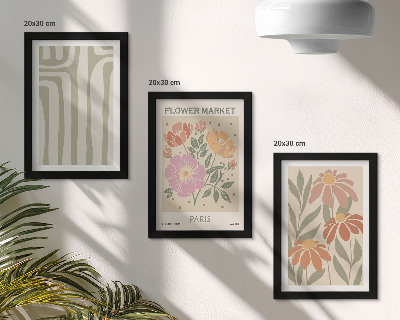 Tavelvägg med 3 tavlor Botaniska motiv poster Paris minimalism