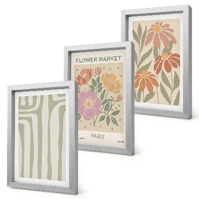 Tavelvägg med 3 tavlor Botaniska motiv poster Paris minimalism
