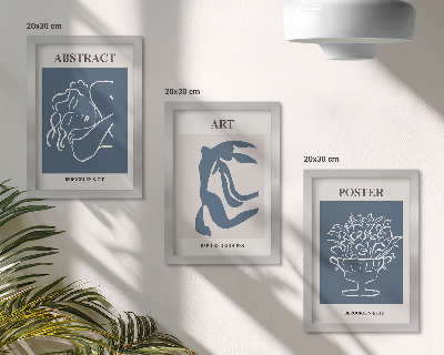 Triptyk tavla med ram Matisses snygga abstrakta mönster med figurer och blommor