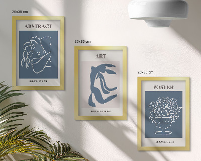 Triptyk tavla med ram Matisses snygga abstrakta mönster med figurer och blommor