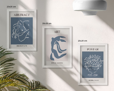 Triptyk tavla med ram Matisses snygga abstrakta mönster med figurer och blommor