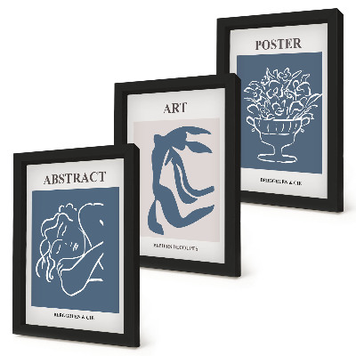 Triptyk tavla med ram Matisses snygga abstrakta mönster med figurer och blommor