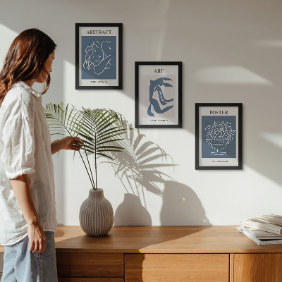 Triptyk tavla med ram Matisses snygga abstrakta mönster med figurer och blommor