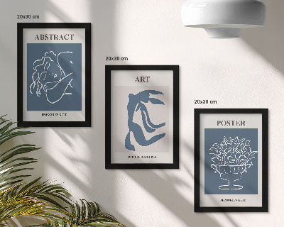Triptyk tavla med ram Matisses snygga abstrakta mönster med figurer och blommor