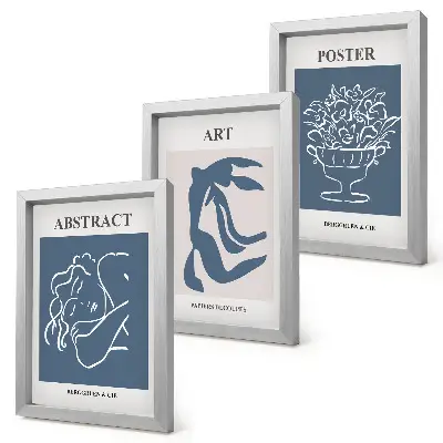 Triptyk tavla med ram med ett abstrakt mönster av Matisse-inspirerade figurer och blommor