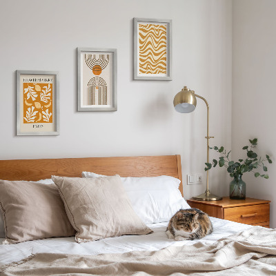 Tavelvägg med 3 tavlor Modeposters med blommönster och geometriska mönster