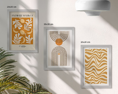 Tavelvägg med 3 tavlor Modeposters med blommönster och geometriska mönster
