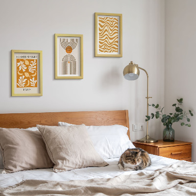 Tavelvägg med 3 tavlor Modeposters med blommönster och geometriska mönster