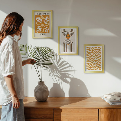 Tavelvägg med 3 tavlor Modeposters med blommönster och geometriska mönster
