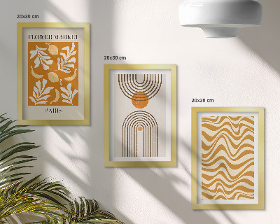 Tavelvägg med 3 tavlor Modeposters med blommönster och geometriska mönster