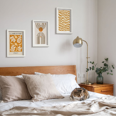 Tavelvägg med 3 tavlor Modeposters med blommönster och geometriska mönster