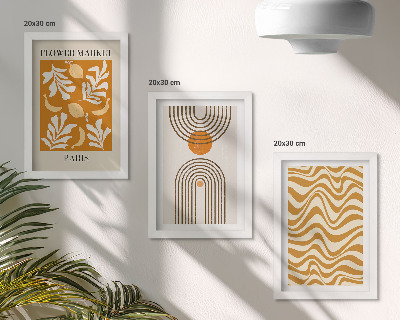 Tavelvägg med 3 tavlor Modeposters med blommönster och geometriska mönster