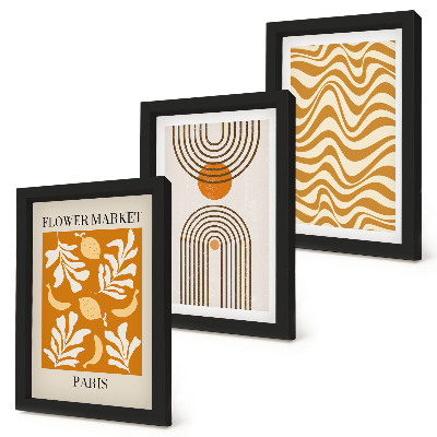 Tavelvägg med 3 tavlor Modeposters med blommönster och geometriska mönster