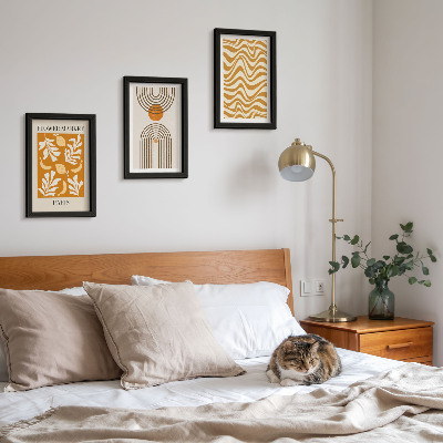 Tavelvägg med 3 tavlor Modeposters med blommönster och geometriska mönster
