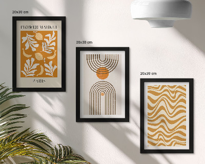 Tavelvägg med 3 tavlor Modeposters med blommönster och geometriska mönster