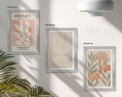 Posterpaket Abstrakta former med växtmotiv i pasteller