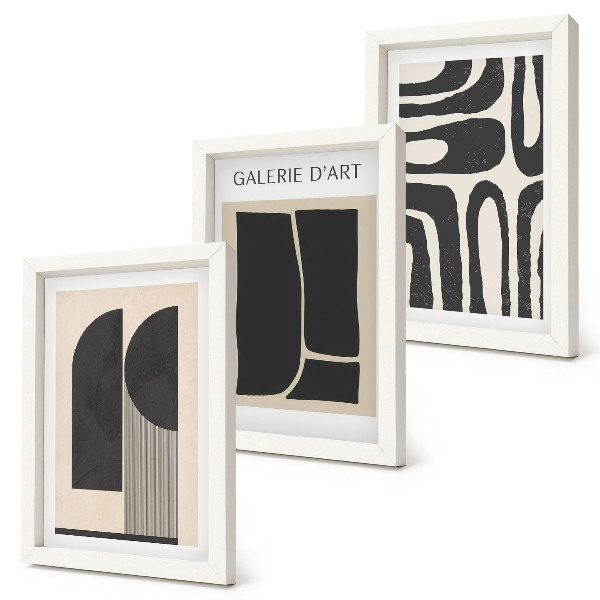 Triptyk tavla med ram Minimalistiska posters med abstrakta former