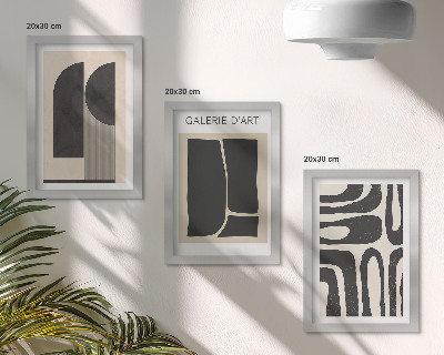 Triptyk tavla med ram Minimalistiska posters med abstrakta former