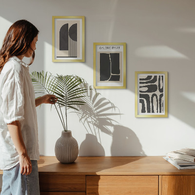 Triptyk tavla med ram Minimalistiska posters med abstrakta former