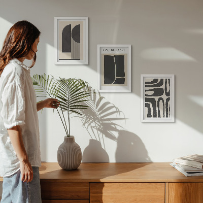 Triptyk tavla med ram Minimalistiska posters med abstrakta former