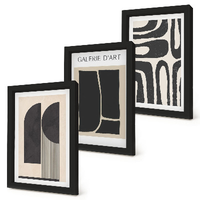 Triptyk tavla med ram Minimalistiska posters med abstrakta former