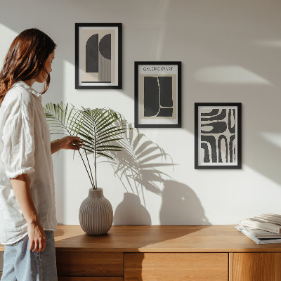 Triptyk tavla med ram Minimalistiska posters med abstrakta former